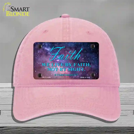 Live By Faith Novelty License Plate Hat Unconstructed Cotton / Pink