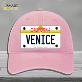 Venice California Novelty License Plate Hat Unconstructed Cotton / Pink