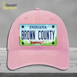 Brown County Indiana Novelty License Plate Hat Unconstructed Cotton / Pink