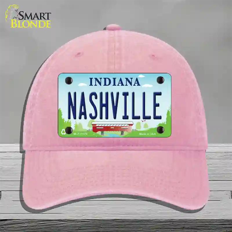 Nashville Indiana Novelty License Plate Hat Unconstructed Cotton / Pink