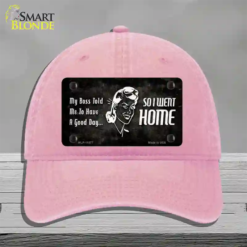 So I Went Home Novelty License Plate Hat Unconstructed Cotton / Pink