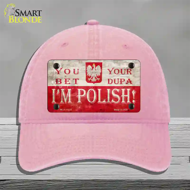 Im Polish Novelty License Plate Hat Unconstructed Cotton / Pink