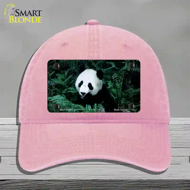 Panda Bear Novelty License Plate Hat Unconstructed Cotton / Pink