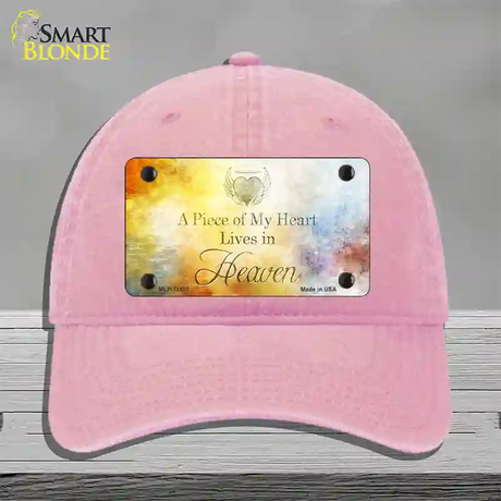 Lives In Heaven Novelty License Plate Hat Unconstructed Cotton / Pink