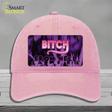 Bitch from Hell Novelty License Plate Hat Unconstructed Cotton / Pink