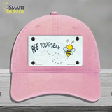 Bee Yourself Novelty License Plate Hat Unconstructed Cotton / Pink