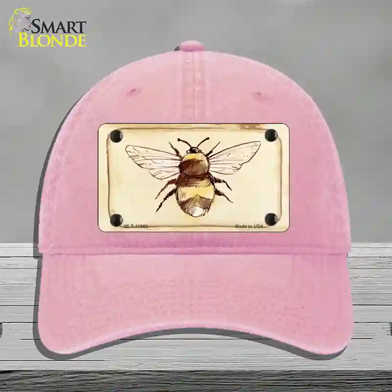 Bumble Bee Watercolor Novelty License Plate Hat Unconstructed Cotton / Pink