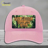 Enjoy Your Coffee Novelty License Plate Hat Unconstructed Cotton / Pink