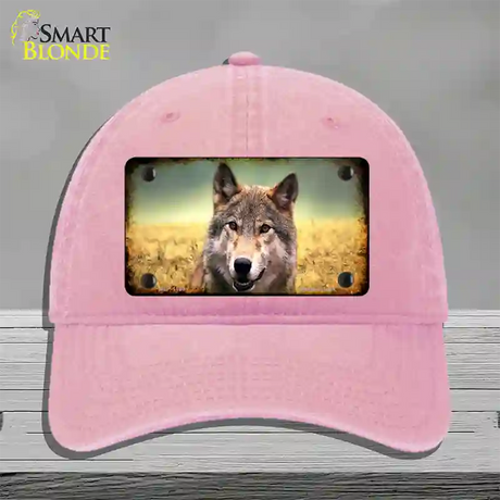 Wolf Novelty License Plate Hat Unconstructed Cotton / Pink