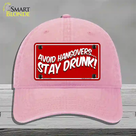 Avoid Hangovers Novelty License Plate Hat Unconstructed Cotton / Pink