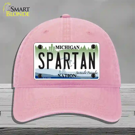 Michigan Spartan Novelty License Plate Hat Unconstructed Cotton / Pink