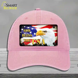 God Bless The USA Novelty License Plate Hat Unconstructed Cotton / Pink