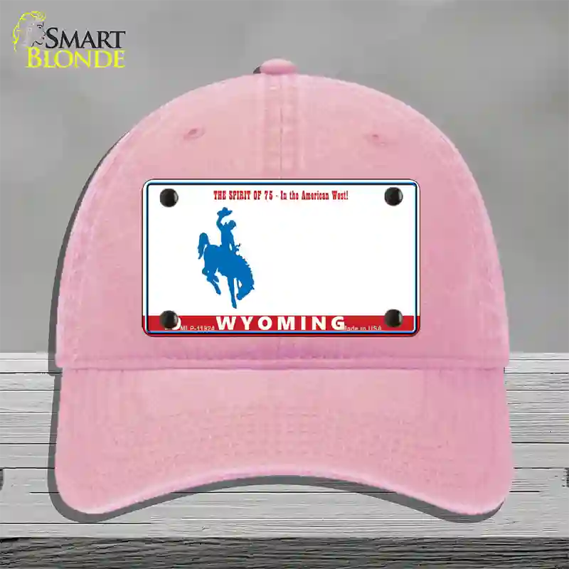 Wyoming Novelty License Plate Hat Unconstructed Cotton / Pink