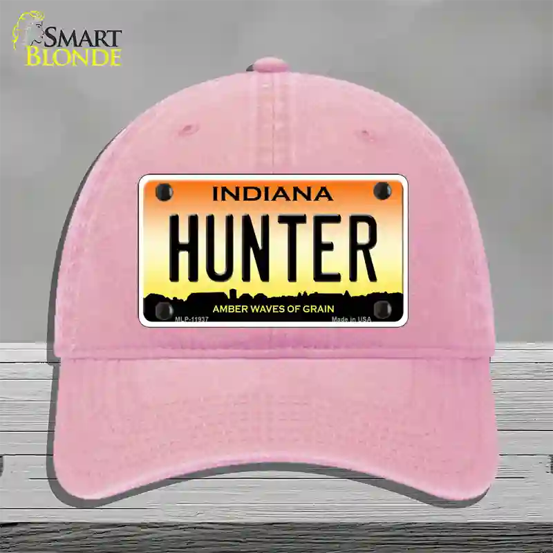 Hunter Indiana Novelty License Plate Hat Unconstructed Cotton / Pink