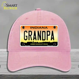 Indiana Grandpa Novelty License Plate Hat Unconstructed Cotton / Pink