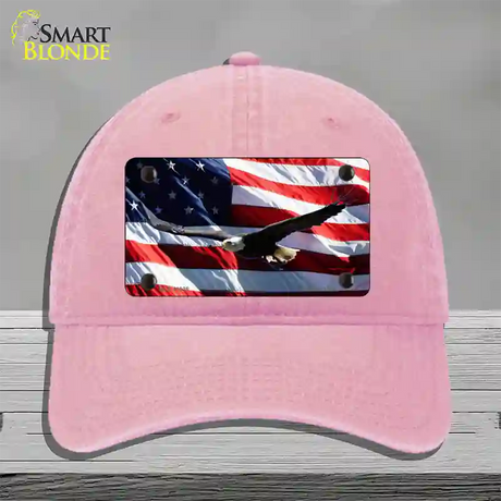 Soaring Eagle Flag Novelty License Plate Hat Unconstructed Cotton / Pink