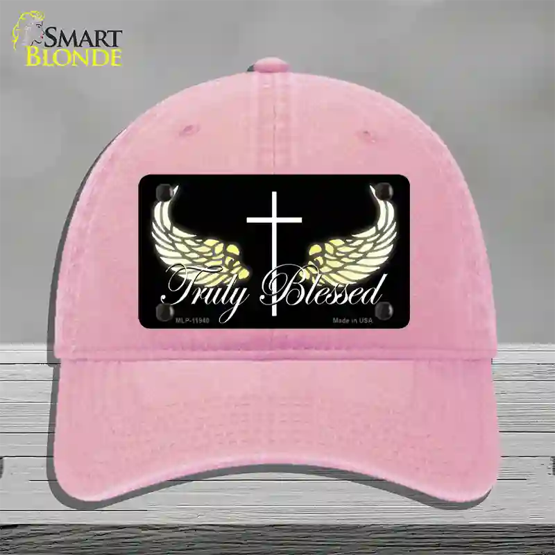 Truly Blessed Novelty License Plate Hat Unconstructed Cotton / Pink