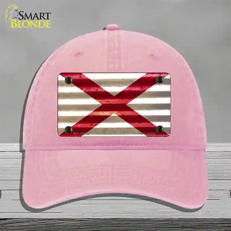 Alabama Corrugated Flag Novelty License Plate Hat Unconstructed Cotton / Pink