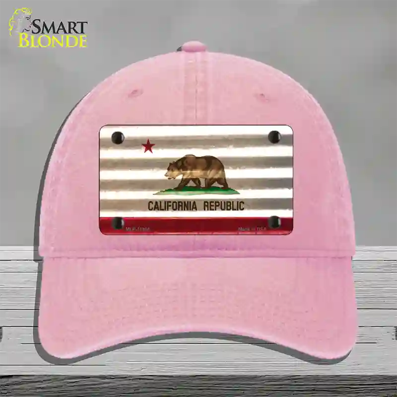 California Corrugated Flag Novelty License Plate Hat Unconstructed Cotton / Pink