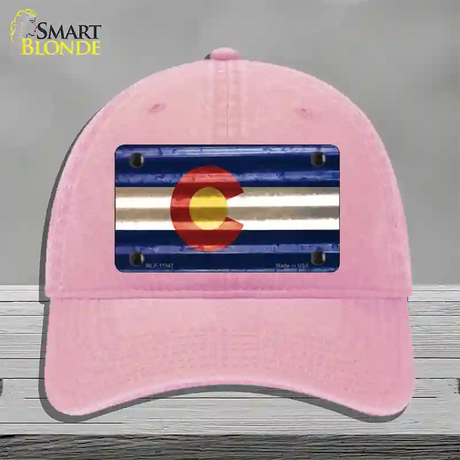 Colorado Corrugated Flag Novelty License Plate Hat Unconstructed Cotton / Pink