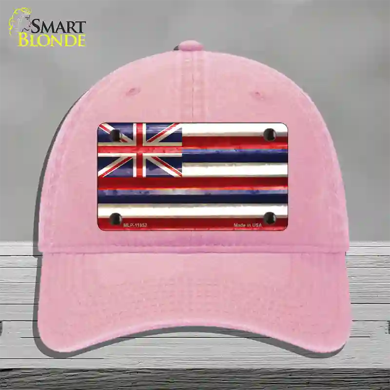 Hawaii Corrugated Flag Novelty License Plate Hat Unconstructed Cotton / Pink