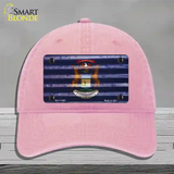 Michigan Corrugated Flag Novelty License Plate Hat Unconstructed Cotton / Pink