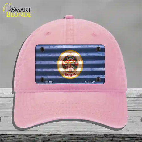 Minnesota Corrugated Flag Novelty License Plate Hat Unconstructed Cotton / Pink