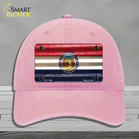 Missouri Corrugated Flag Novelty License Plate Hat Unconstructed Cotton / Pink