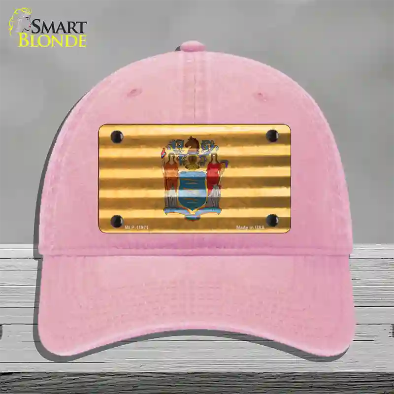 New Jersey Corrugated Flag Novelty License Plate Hat Unconstructed Cotton / Pink