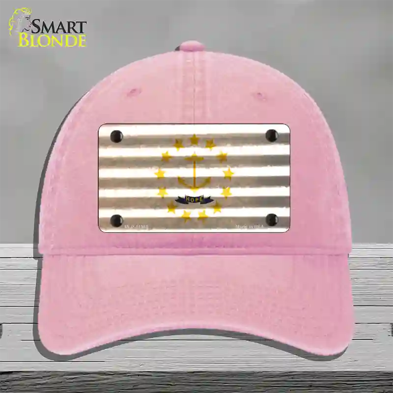 Rhode Island Corrugated Flag Novelty License Plate Hat Unconstructed Cotton / Pink