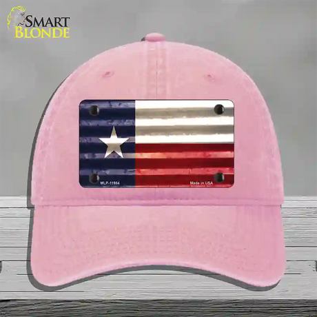 Texas Corrugated Flag Novelty License Plate Hat Unconstructed Cotton / Pink