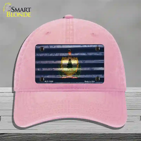 Vermont Corrugated Flag Novelty License Plate Hat Unconstructed Cotton / Pink