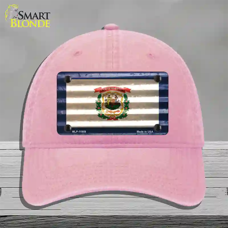 West Virginia Corrugated Flag Novelty License Plate Hat Unconstructed Cotton / Pink