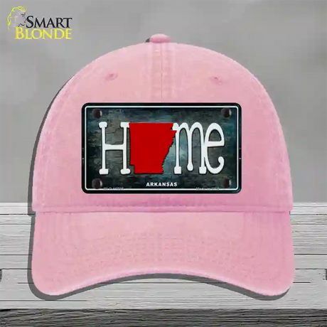 Arkansas Home State Outline Novelty License Plate Hat Unconstructed Cotton / Pink