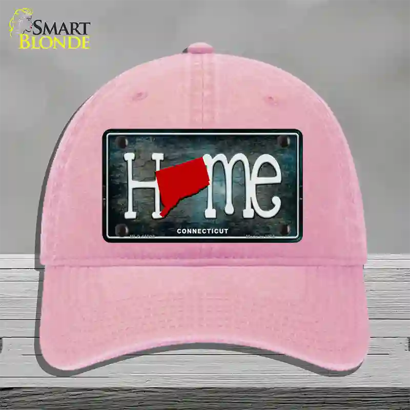 Connecticut Home State Outline Novelty License Plate Hat Unconstructed Cotton / Pink