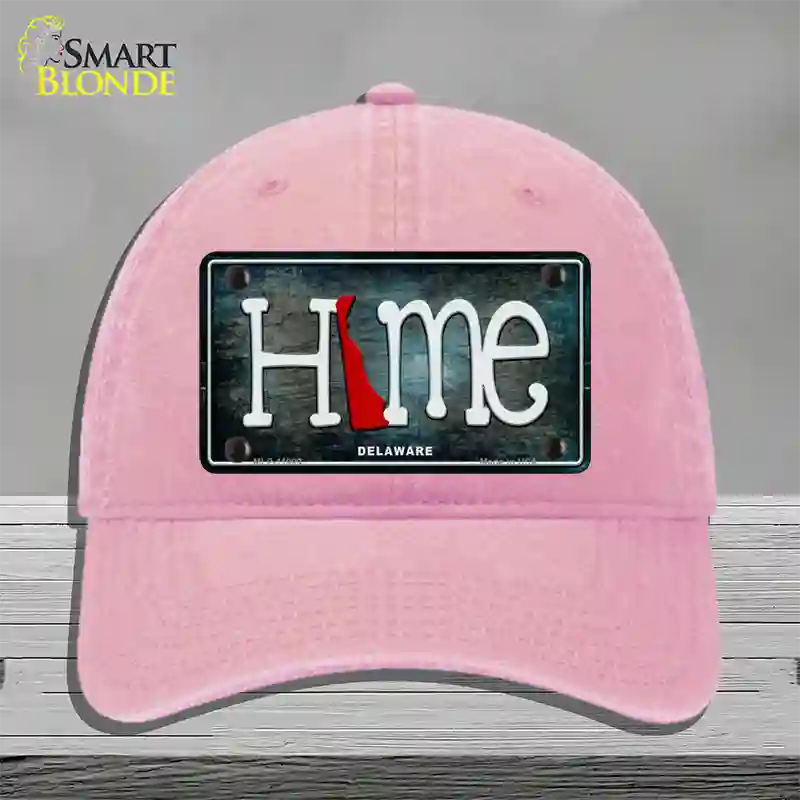 Delaware Home State Outline Novelty License Plate Hat Unconstructed Cotton / Pink