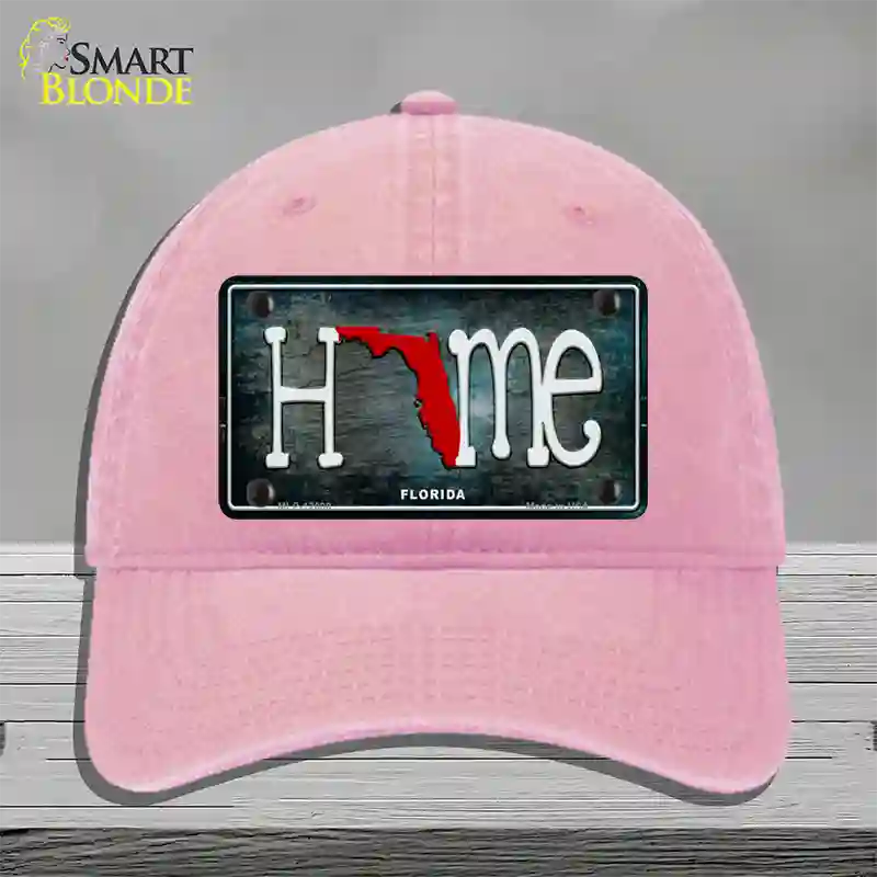 Florida Home State Outline Novelty License Plate Hat Unconstructed Cotton / Pink