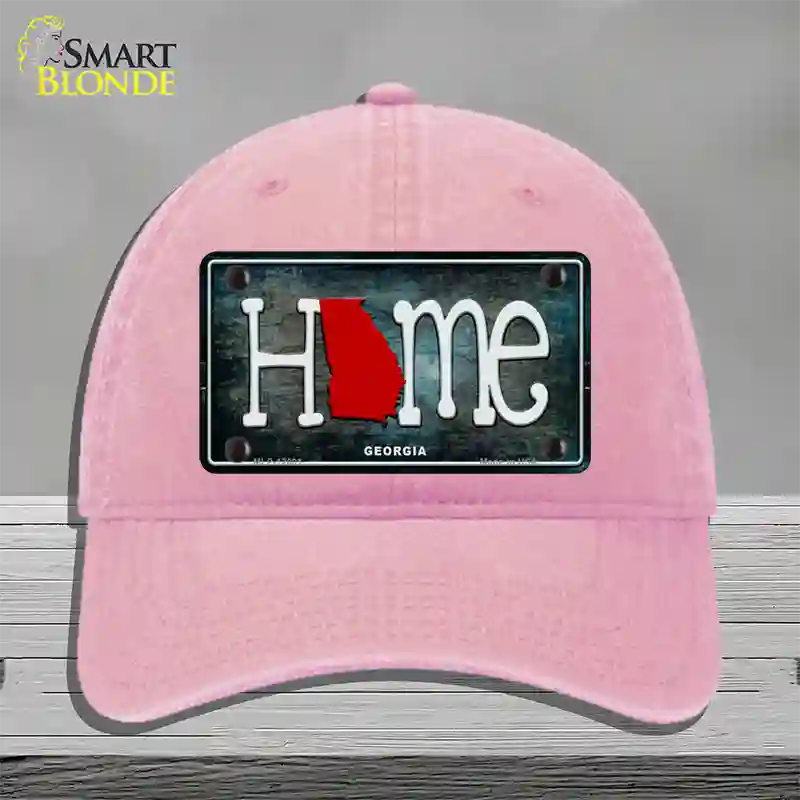 Georgia Home State Outline Novelty License Plate Hat Unconstructed Cotton / Pink