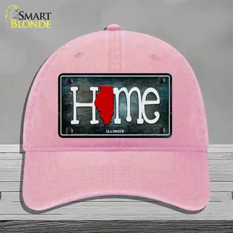 Illinois Home State Outline Novelty License Plate Hat Unconstructed Cotton / Pink