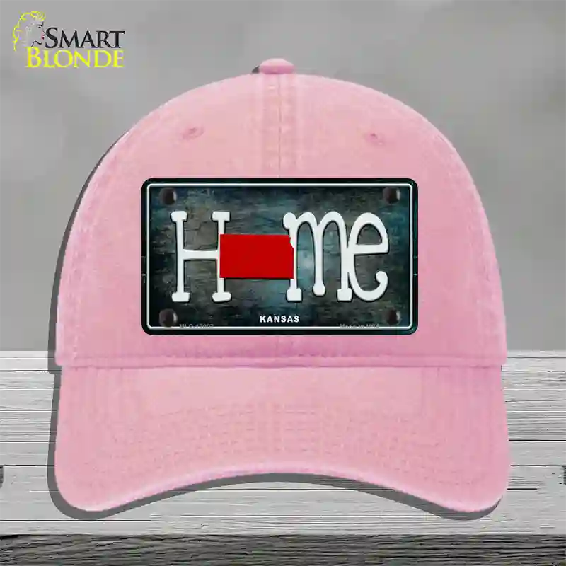 Kansas Home State Outline Novelty License Plate Hat Unconstructed Cotton / Pink