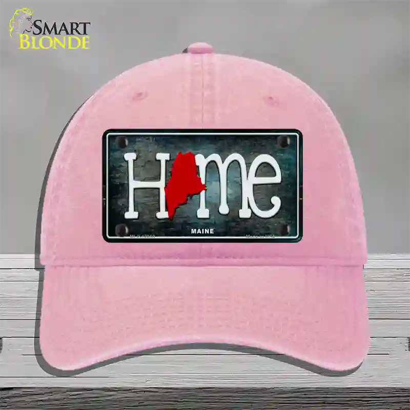 Maine Home State Outline Novelty License Plate Hat Unconstructed Cotton / Pink