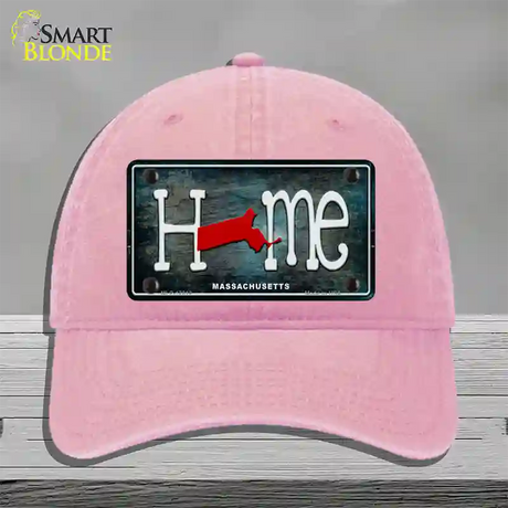 Massachusetts Home State Outline Novelty License Plate Hat Unconstructed Cotton / Pink