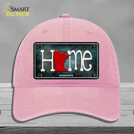 Minnesota Home State Outline Novelty License Plate Hat Unconstructed Cotton / Pink