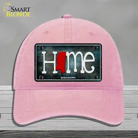 Mississippi Home State Outline Novelty License Plate Hat Unconstructed Cotton / Pink