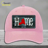 New York Home State Outline Novelty License Plate Hat Unconstructed Cotton / Pink