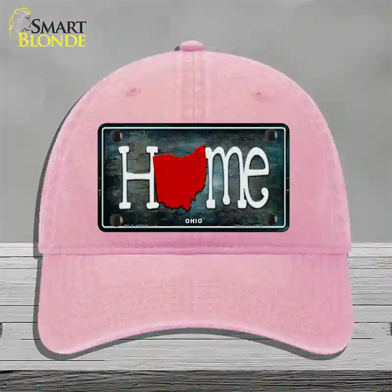 Ohio Home State Outline Novelty License Plate Hat Unconstructed Cotton / Pink