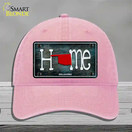 Oklahoma Home State Outline Novelty License Plate Hat Unconstructed Cotton / Pink