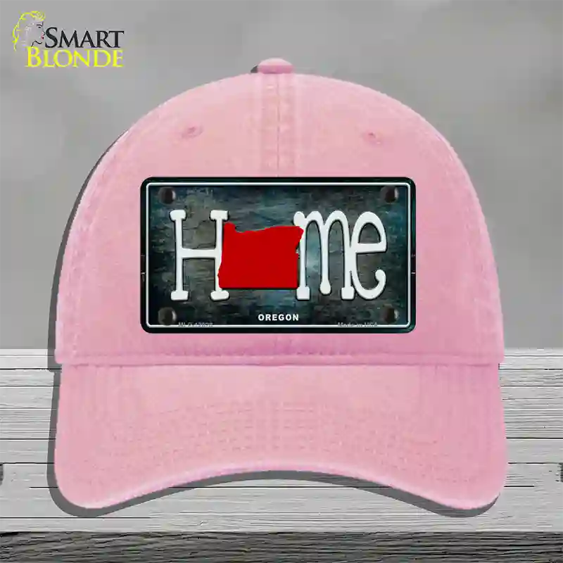 Oregon Home State Outline Novelty License Plate Hat Unconstructed Cotton / Pink