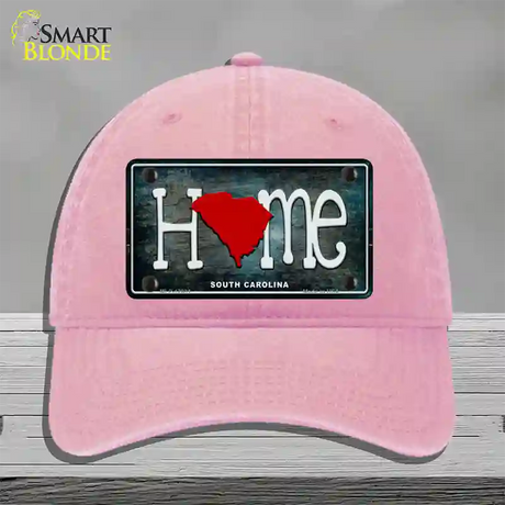 South Carolina Home State Outline Novelty License Plate Hat Unconstructed Cotton / Pink