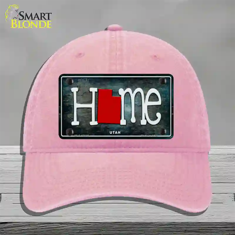 Utah Home State Outline Novelty License Plate Hat Unconstructed Cotton / Pink